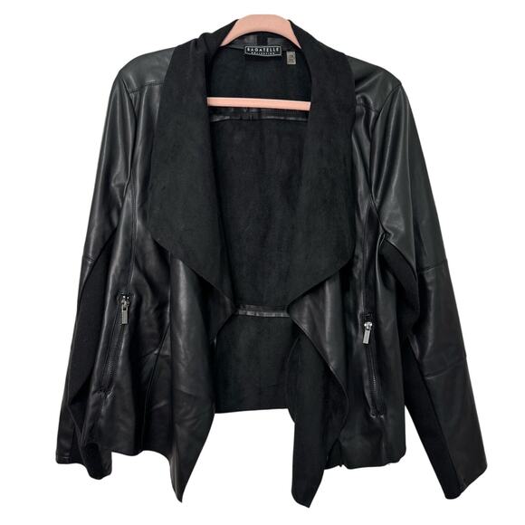 Bagatelle Open Black Front Faux Leather Jacket Women Size 1X Rocker Biker Casual - Picture 2 of 9